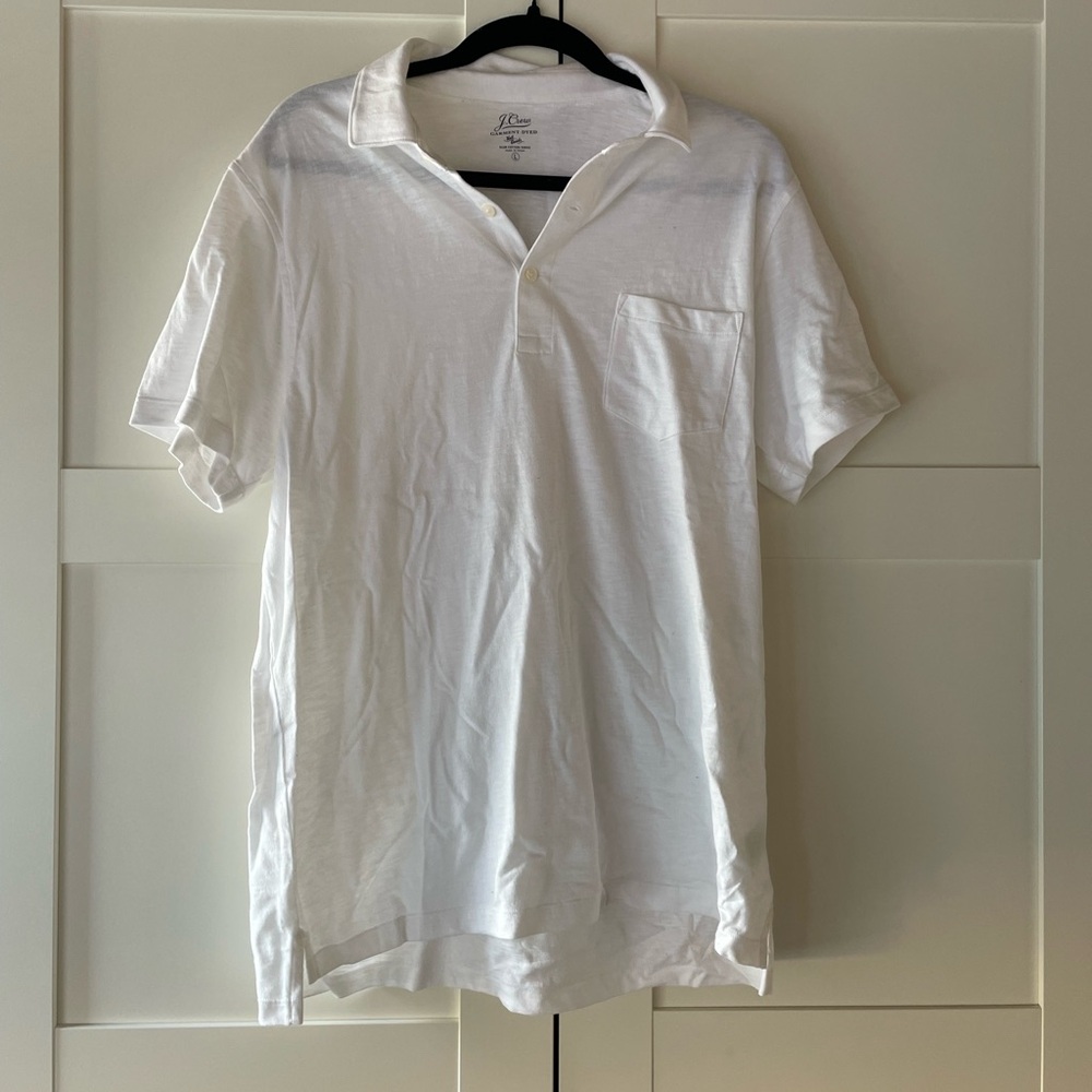 J.Crew White Cotton Polo Shirt Men’s Classic Preppy Summer Essential